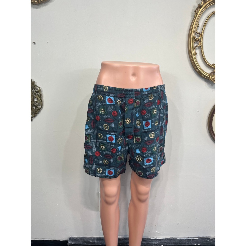 Vintage SOOTHE 100% Silk Boxer Shorts Men's M 32-34 Abstract Lip Print Y2K